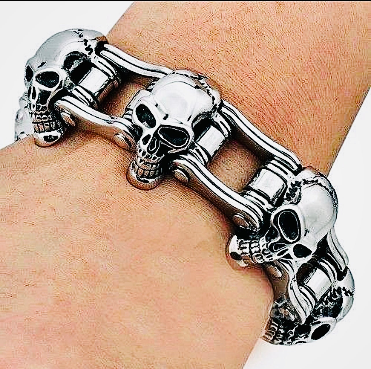 7 Skull Motorcycle Chain Bracelet