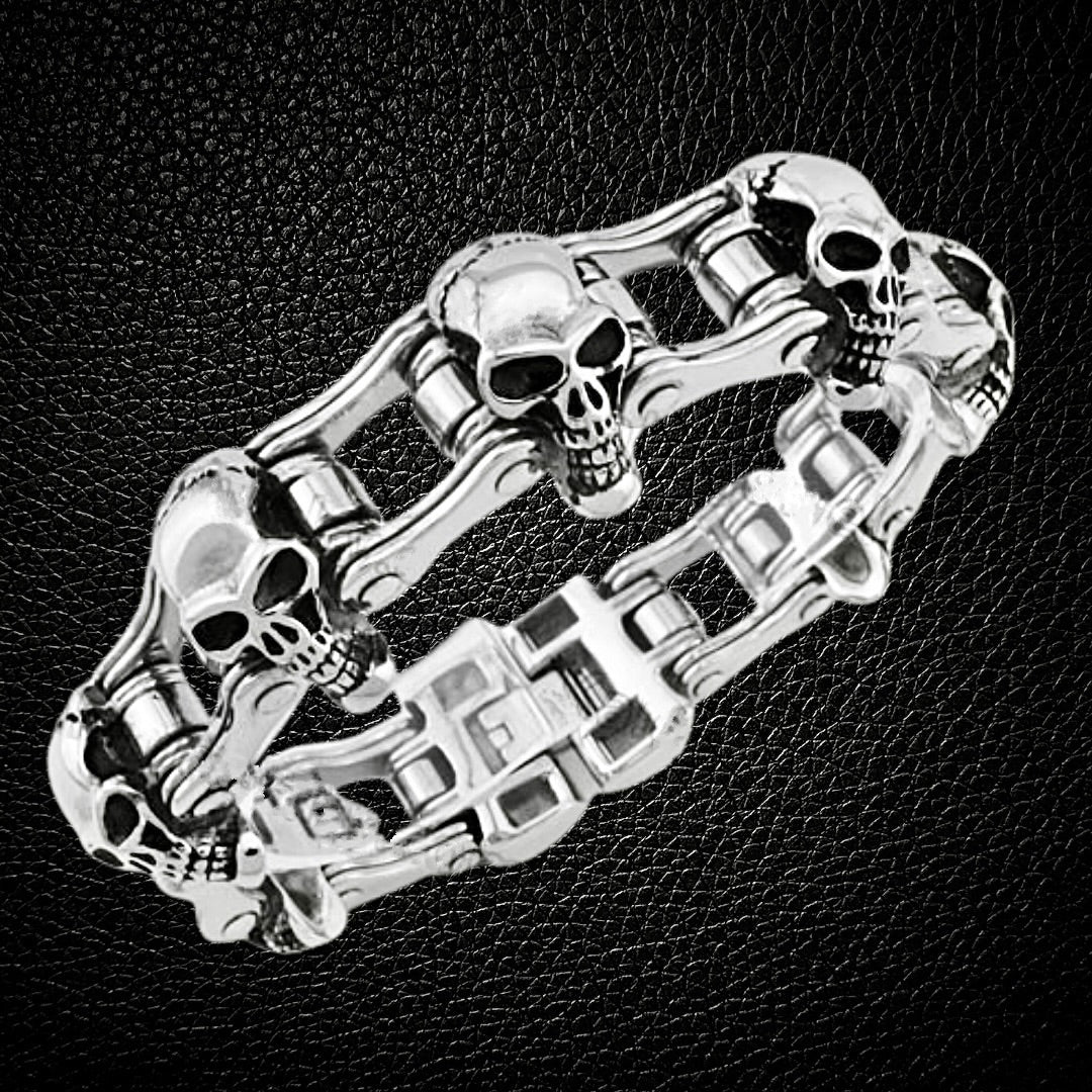 7 Skull Motorcycle Chain Bracelet