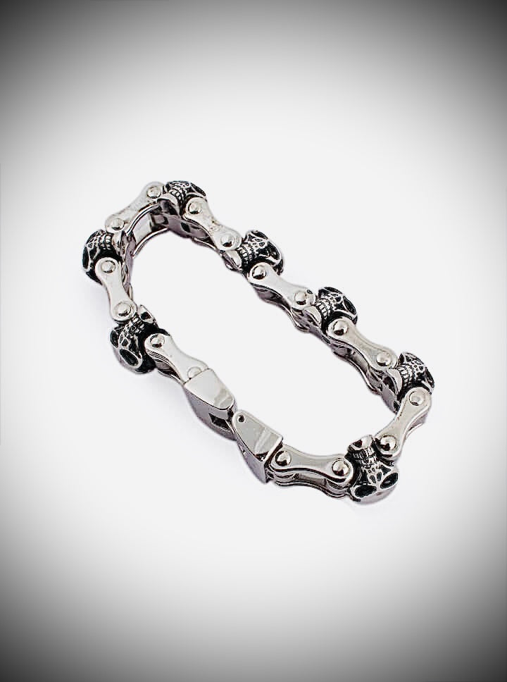 7 Skull Motorcycle Chain Bracelet