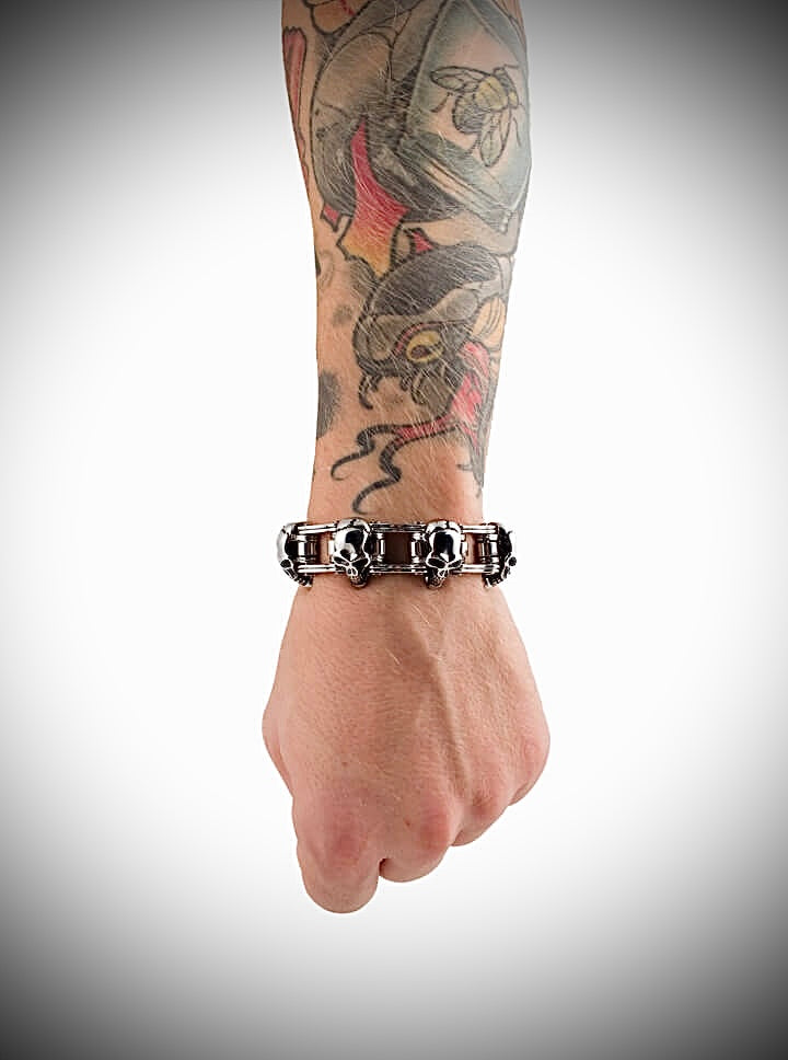 7 Skull Motorcycle Chain Bracelet