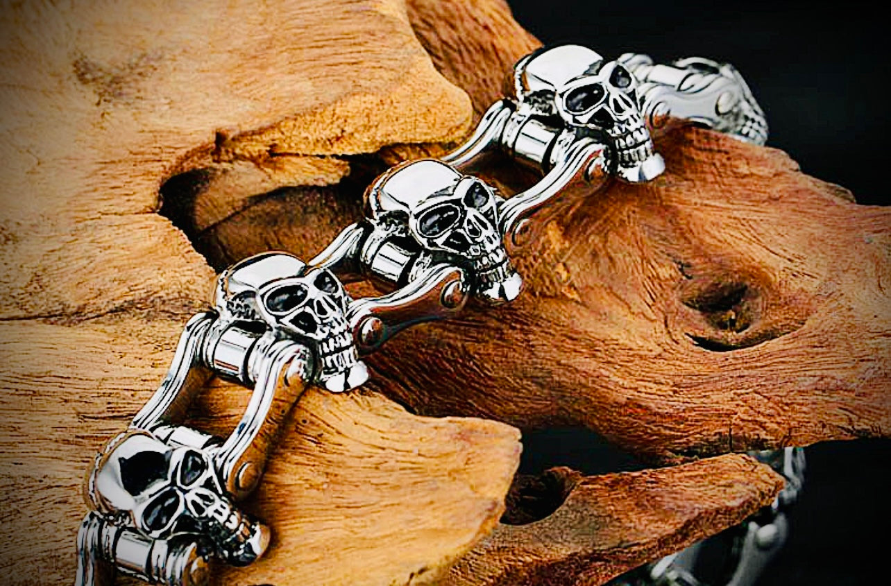 7 Skull Motorcycle Chain Bracelet